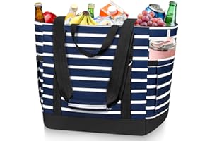 HUANLANG Soft Cooler Bag Insulated for Travel,Large Insulated Grocery Bags with Zippered Top,PEVA Collapsible Insulated Food 