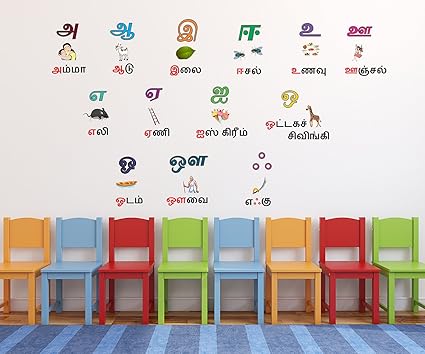 Luke and Lilly Tamil Alphabets Design Vinyl Wall Sticker (150 * 100cm)