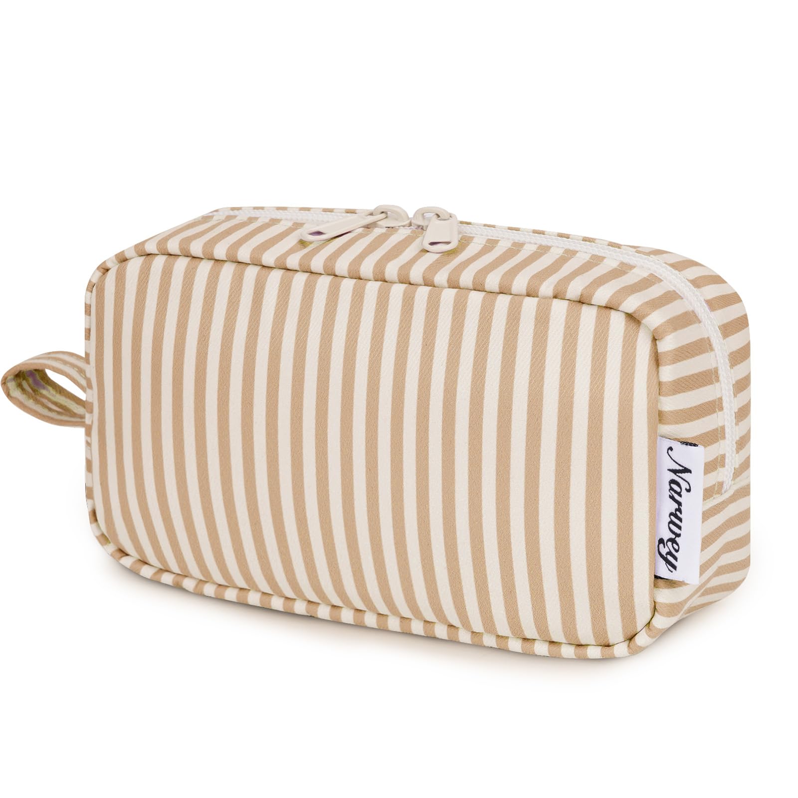 Small Makeup Bag for Purse Travel Makeup Pouch Mini Cosmetic Bag Zipper Pouch for Women(Light Stripe, Small) — image 1
