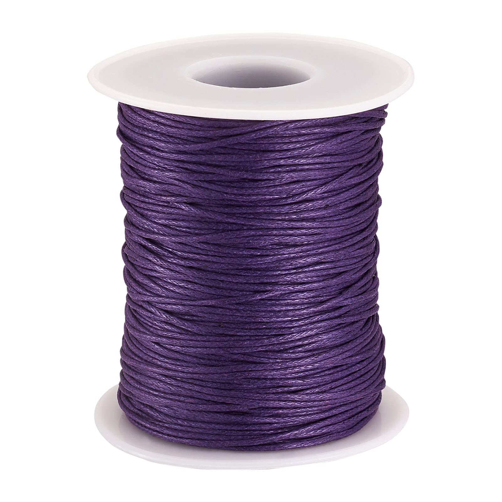 PandaHall 100 Yards/Roll Braided Cotton Cord 1mm Waxed Cotton Cord String for DIY Jewelry Making(MediumPurple)