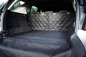 BULLDOGOLOGY PET SOLUTIONS Bulldogology SUV Cargo Liner for Dogs 55"x82" Heavy Duty Pet Trunk Cargo Cover Area - Trunk Cover Car Protector for Dogs Waterproof Nonslip Mat - Dog Cargo Liner SUVs Vans Cars (Large, Black)