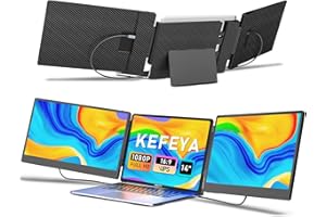 KEFEYA Laptop Screen Extender, 14" FHD 1080P Triple Portable Monitor for Laptop 13-17", Laptop Monitor Extender for Windows/Mac/Chrome/PS5,Plug n Play