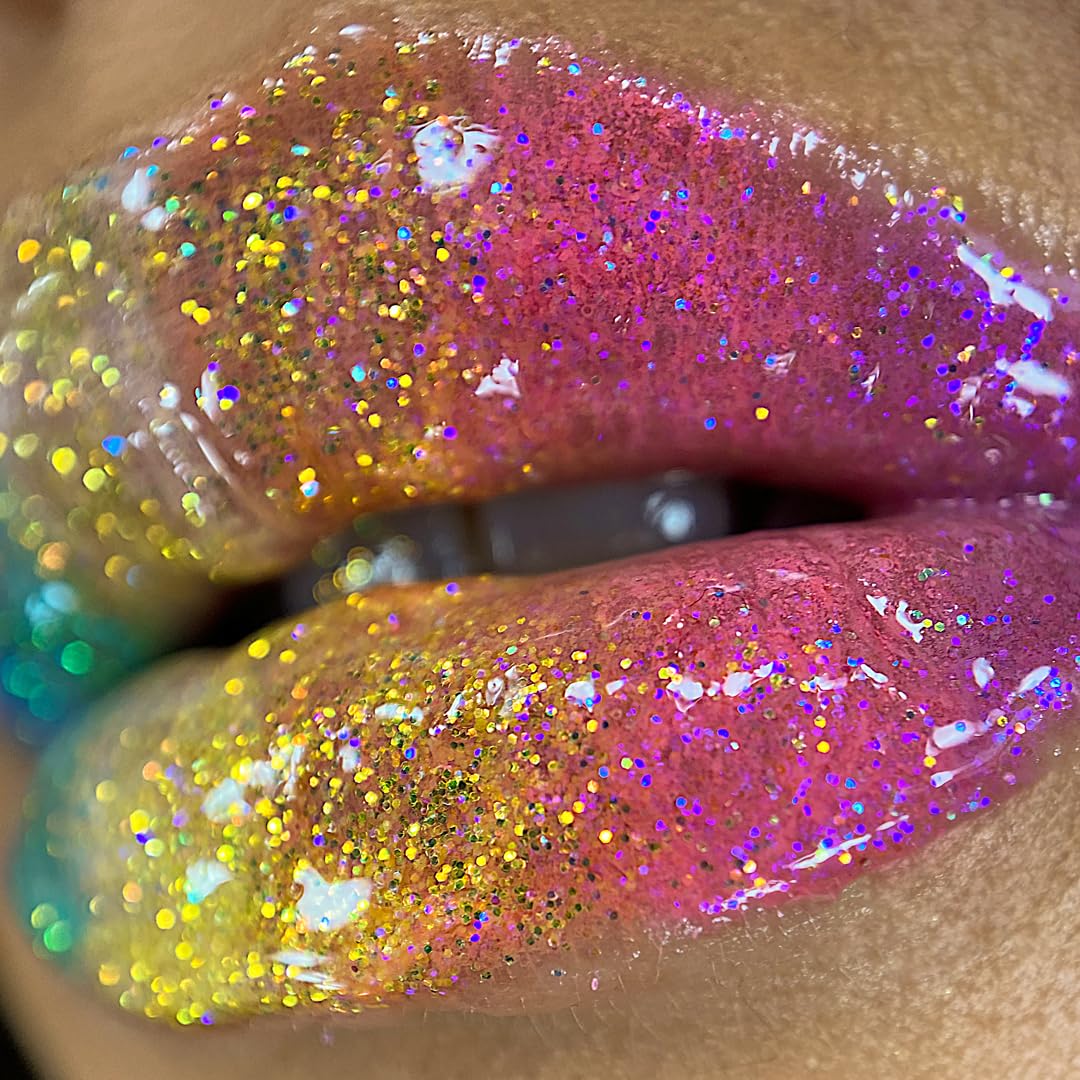 UNICORN SNOT Glitter Lip Gloss | Sparkly & Shimmer Glitter Lips for Festivals, Raves, Anime Cosplay, Halloween Costume Makeup | Vegan & Cruelty Free 0.37fl oz (Disco/Holographic Silver)