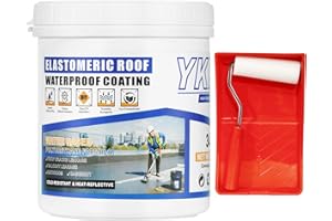 YKF Elastomeric Roof Coating 34Oz Gray - Liquid Rubber Waterproof Sealant for Roof Repair, Quick Dry Flexible Crack Leak Protection, UV Resistant Paint for Metal, Shingles, RV, Basement, Trailer
