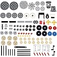 UpGLeuch 117PCS Technic Gears and Axles Sets Compatible with Major Brand Bricks,Technic Parts and Pieces Bulk -Technic Replacement Connectors, Axles, Gears and Gears Rack, Worm, Pins