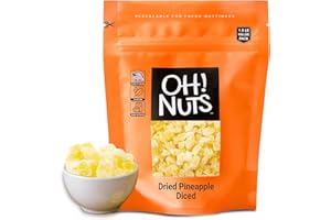Oh! Nuts Dried Pineapple - 1.5 LB - Dried Fruit Diced - Less Sugar Added - Dehydrated Fruit Bites - Packed in New York Zip-Seal Bag for Exceptional Freshness