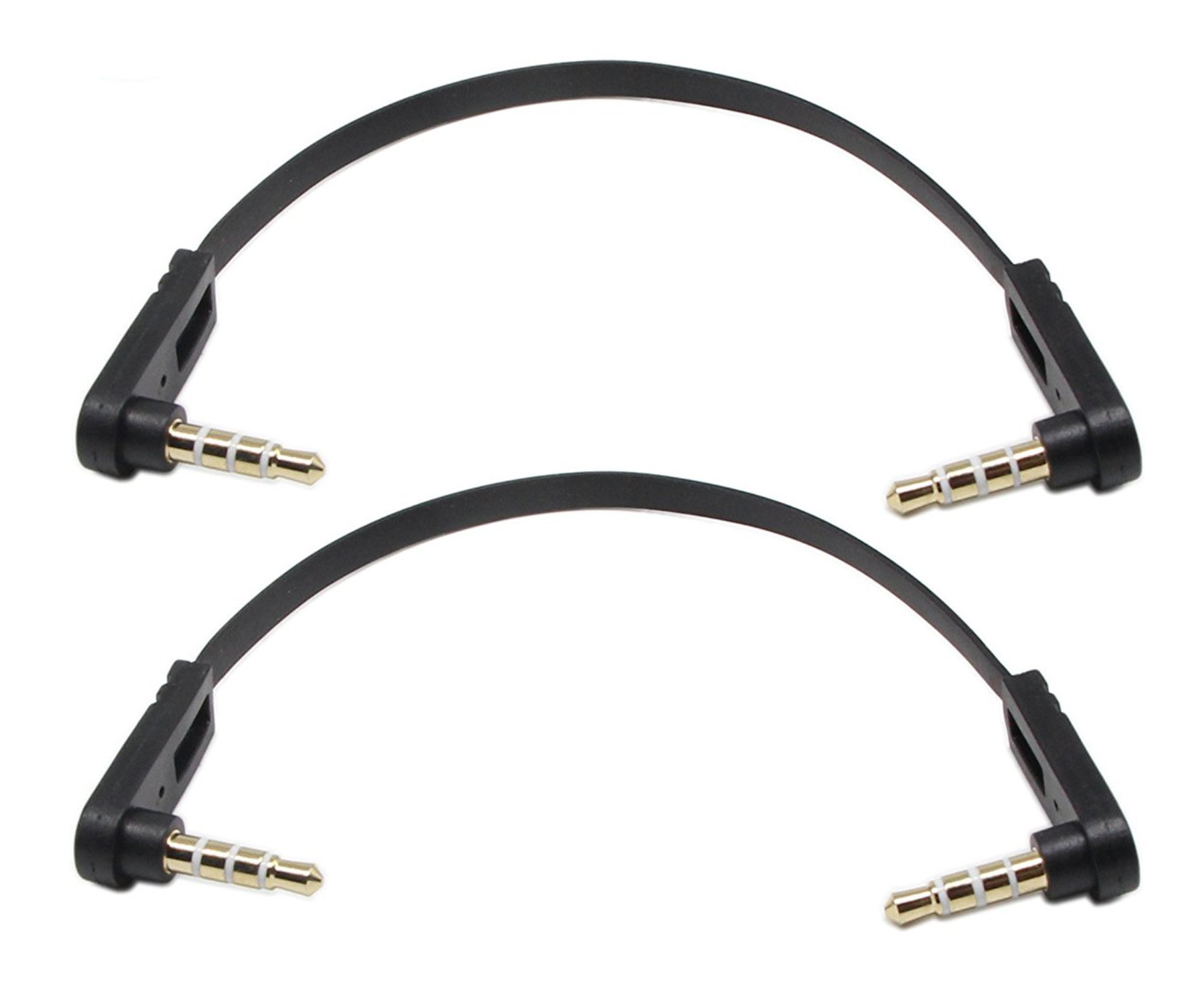 3.5mm audio cable,zdyCGTime Right Angle 4-pole 1/8" 3.5mm Stereo Plug/Male to Right Angle 4-pole 1/8" 3.5mm Plug/Male Aux Headphone Cable-0.5feet