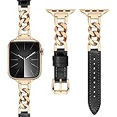 Aniaboho Metal Watch Bands for Women Compatible with Apple Watch Bands for Women Men 40mm 38mm 41mm 42mm 44mm 45mm 46mm, Adjustable Replacement Bracelet for iWatch Bands Series 11 SE 10 9 8 7 6 5 4 3
