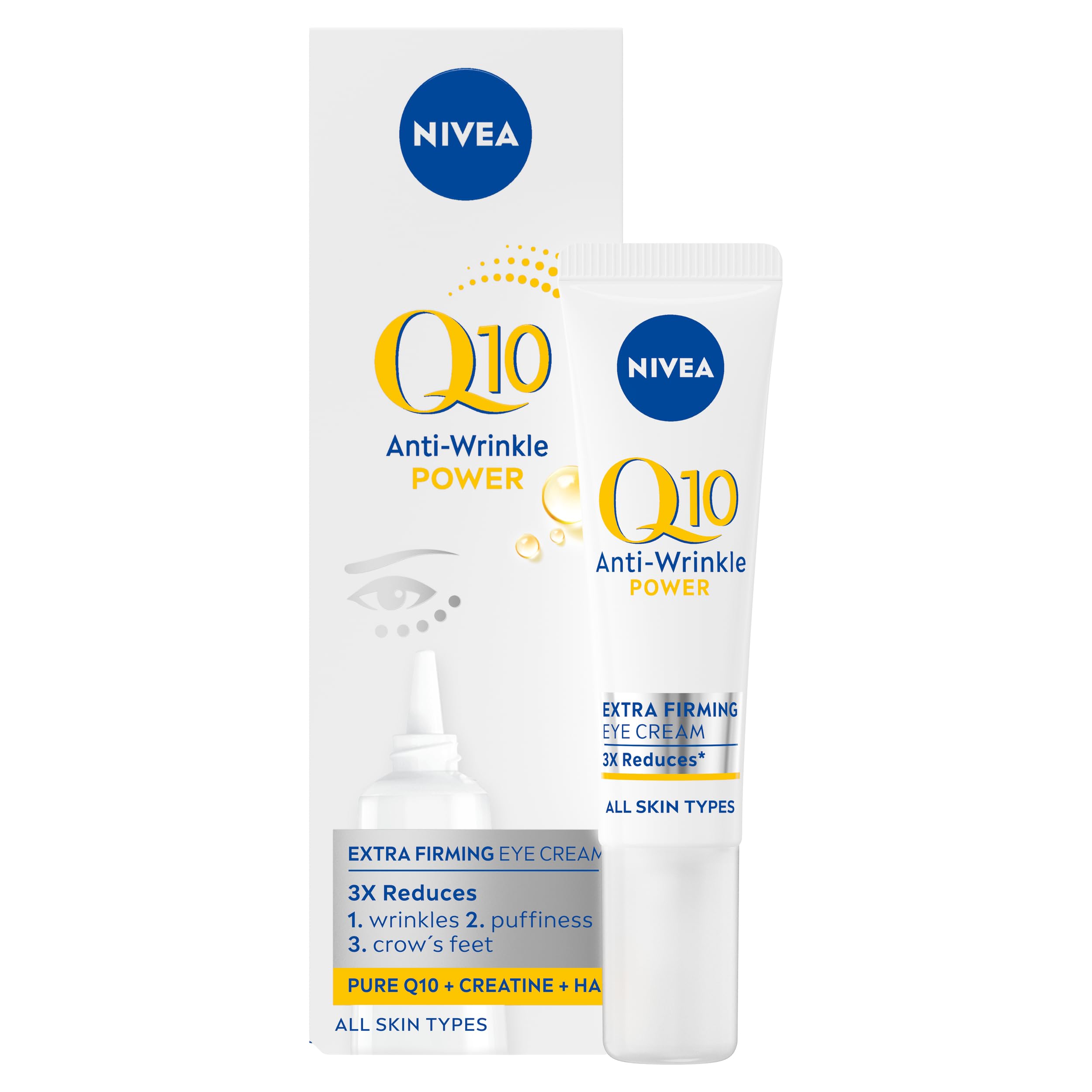 NIVEA Q10 Anti-Wrinkle Power Firming Eye Cream (15ml), Anti-Wrinkle Skincare for Eliminating Fine Lines and Dark Circles, Nourishing Eye Cream for Softer, Smoother Skin