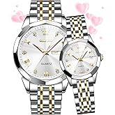 OLEVS Couple Watch His and Her Set Watches Business Analog Quartz Men and Women Watches Stainless Steel Waterproof Luminous Date Wrist Watch