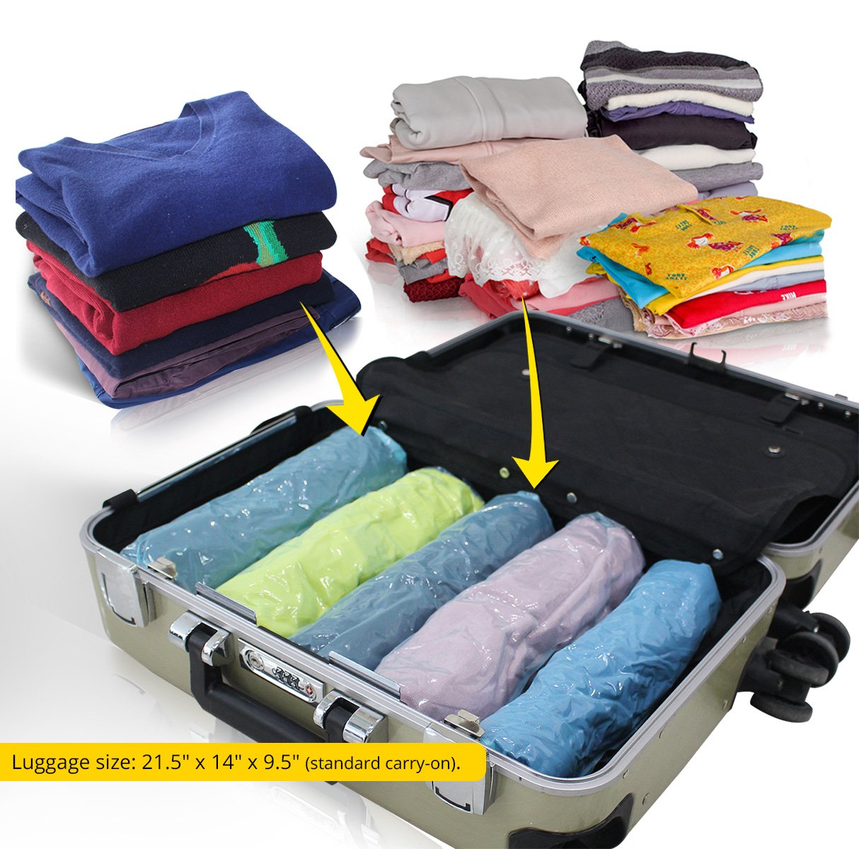9 Travel Space Saver Bags By StoragePro, Hand Rolling (No Vacuum Needed
