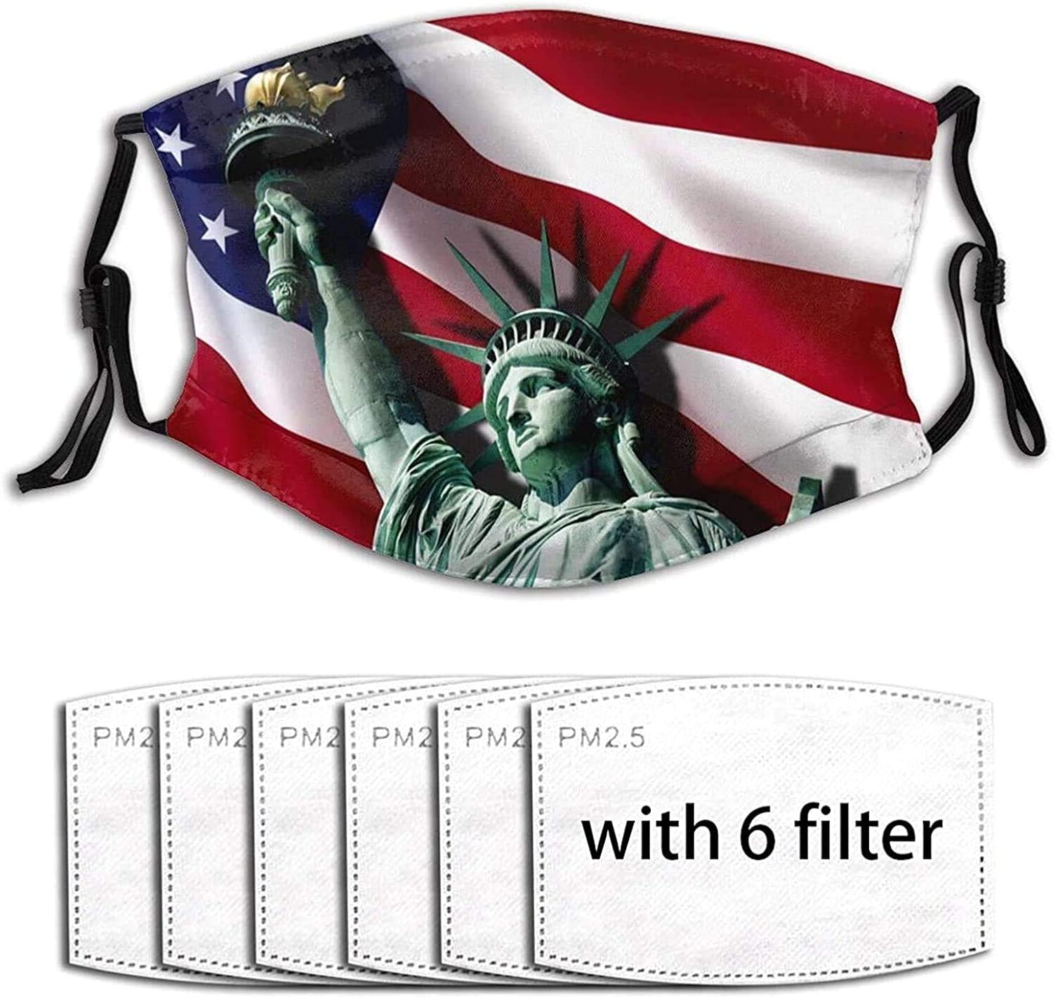 American Flag and Statue of Liberty Face Mask Reusable Washable Cloth