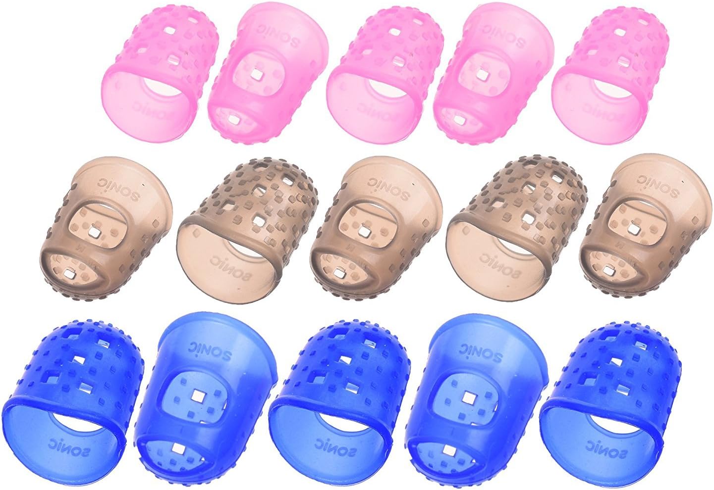 Cuziss 15 PcsLarge Medium Small Size Guitar Fingertip Protectors Silicone Finger Guards Finger Picks for Guitar Bass Ukulele Electric Guitar