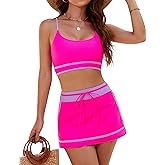 Blooming Jelly Women's High Waisted Bikini Sets Sporty Two Piece Bathing Suits Color Block Swim Skirt Swim Suits 2025