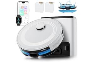 Lefant LiDAR Robot Vacuum and Mop,45-Day Self-Emptying,6000Pa Powerful Suction,Customized Cleaning,Home Mapping,Roller Brush for Carpet,2.4G/5G WiFi/Alexa/APP/iWatch,M2 Plus