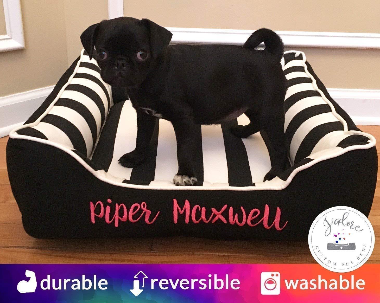 Amazon Com Black White Stripe Dog Bed Select Your Size