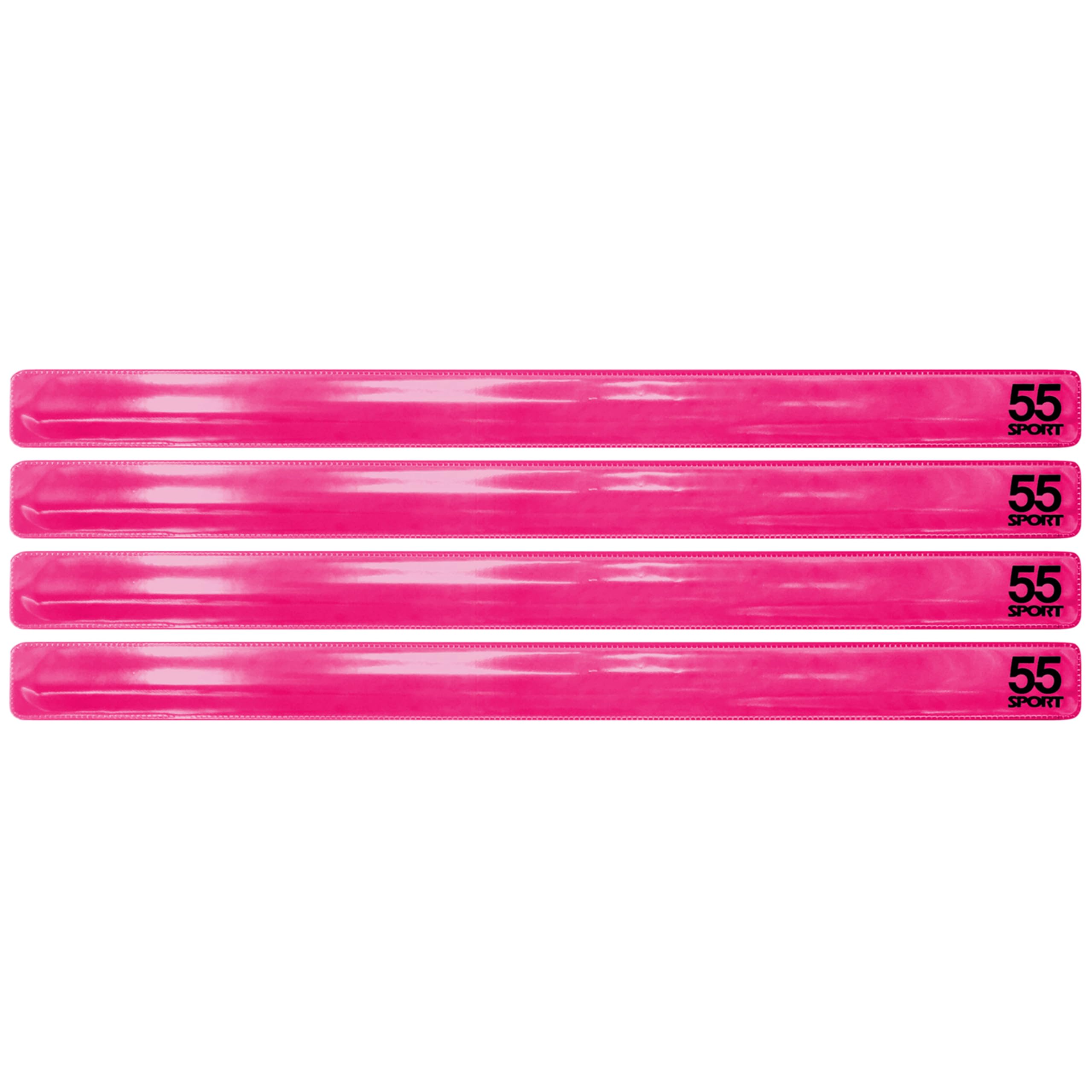 55 Sport Highly Reflective Hi-Vis Slap On Wrist/Ankle Bands - Hot Pink - 4 Pack