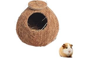 ZixmiX Interactive Hamster Toys: Discover The Coconut Hideaway for Endless Fun with Coconut Shell Hermit Crab Shells (Shredded Coconut Shell), brown