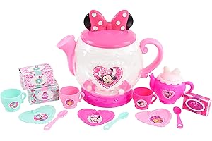 Disney Junior Minnie Mouse Terrific Teapot, Preschool Pretend Play Tea Set, 14-Pieces, Kids Toys for Ages 3 Up by Just Play