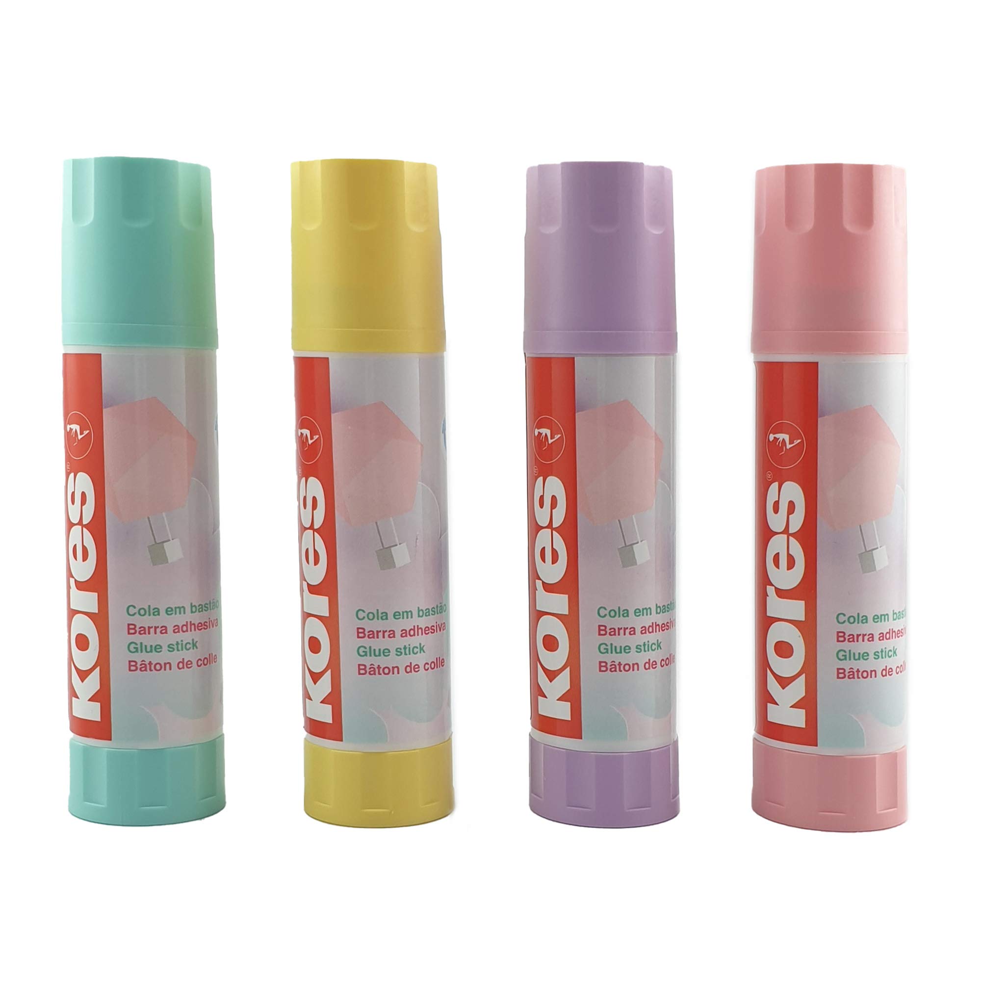 Kores - Pastel Glue Stick - Strong Hold Adhesive Glue, Safe, Non-Toxic - Back to School Stationery, Stationery Supplies, Office Supplies - Pack of 12 x 20g