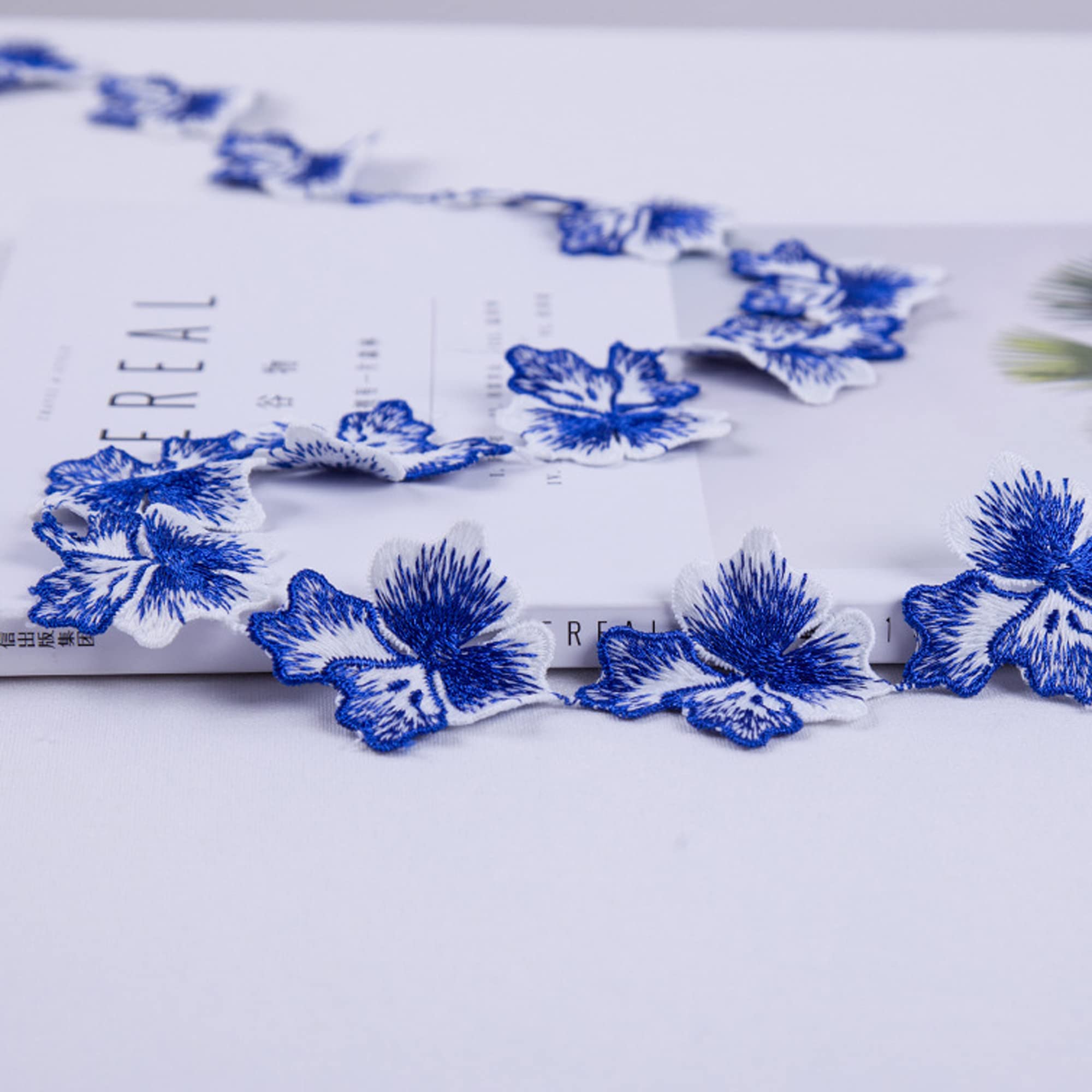 5 Yard 50 mm Flower Lace Ribbon Floral Lace Trim Ribbons for Crafts Decorative Ribbon for Sewing Decorative Ribbon Sewing Lace Ribbon Sewing Craft Decoration Wedding Sewing Decorations (Blue)