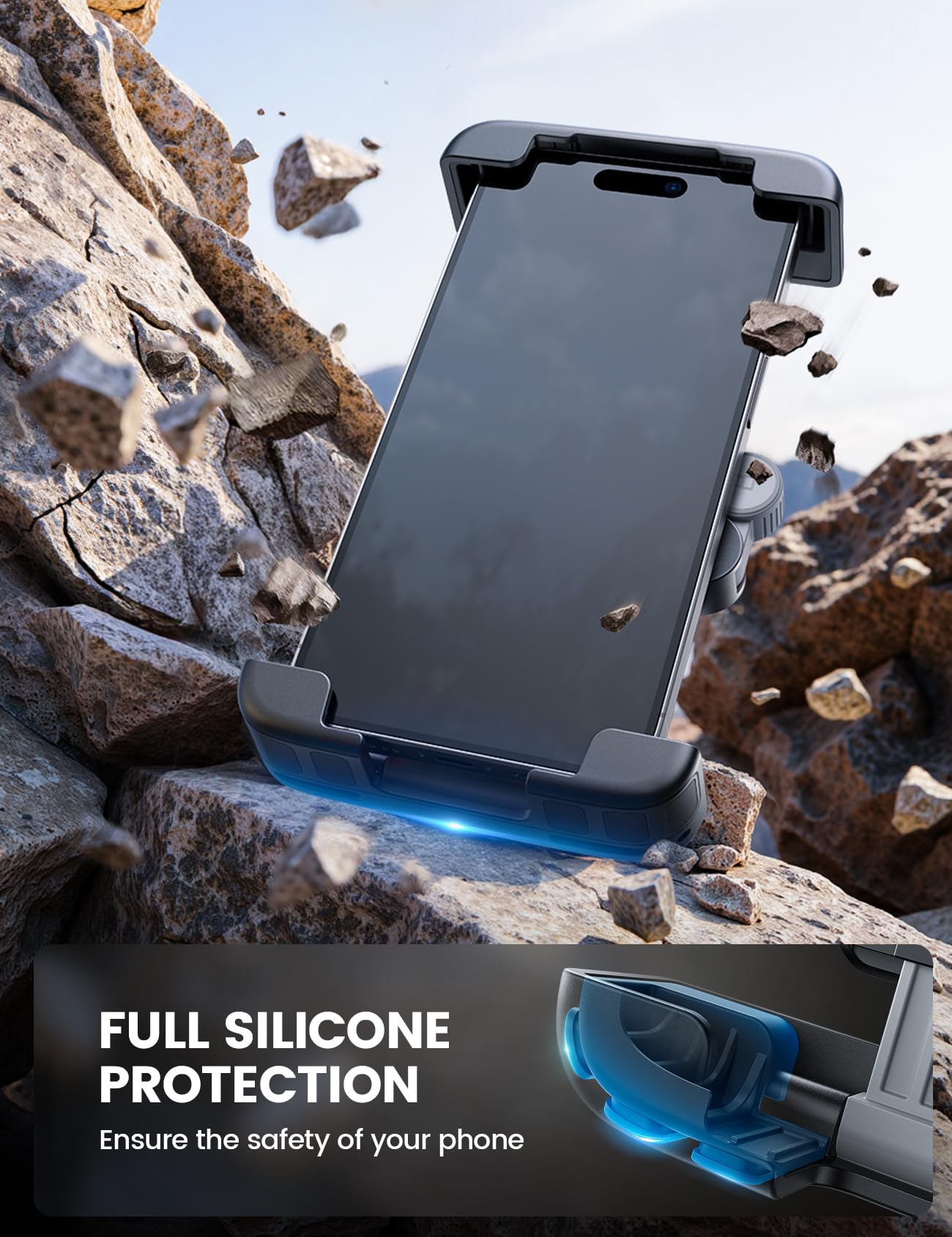 Lamicall Bike Motorcycle Phone Mount - [1s Quick Lock] Bike Cell Phone Holder Clip, Bicycle Scooter Handlebar Clamp, for iPhone Air, 17 16 15 Pro Max, Galaxy S25 S24 Ultra, More 6-7