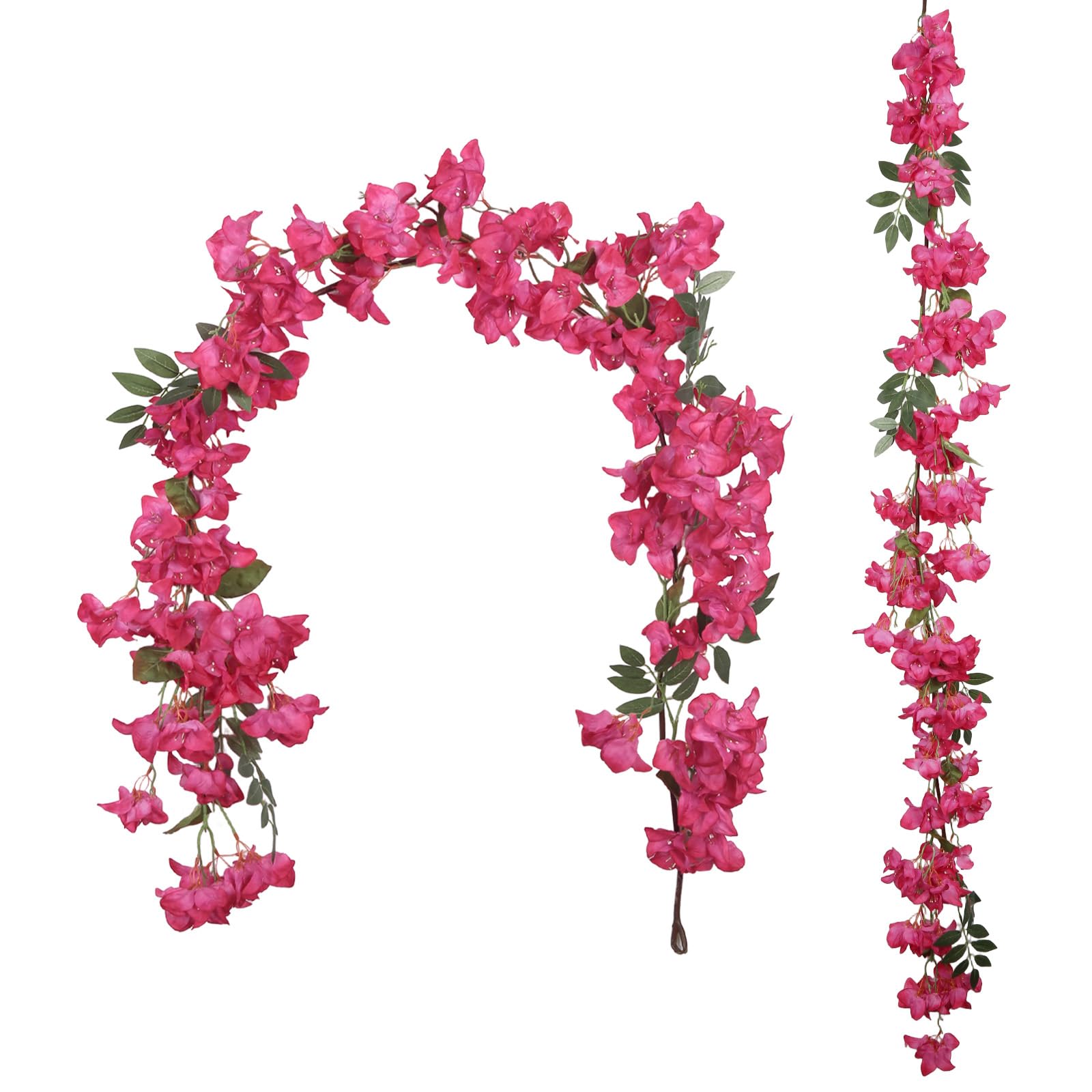 Photo 1 of ICBOX Fuchsia Bougainvillela Artificial Flower Garland 5.9FT Lush Bougainvillea Hot Pink Artificial Vine Flowers for Centerpieces Table Runner Wedding Arch Porches Patios Garden Decor (Hot Pink)