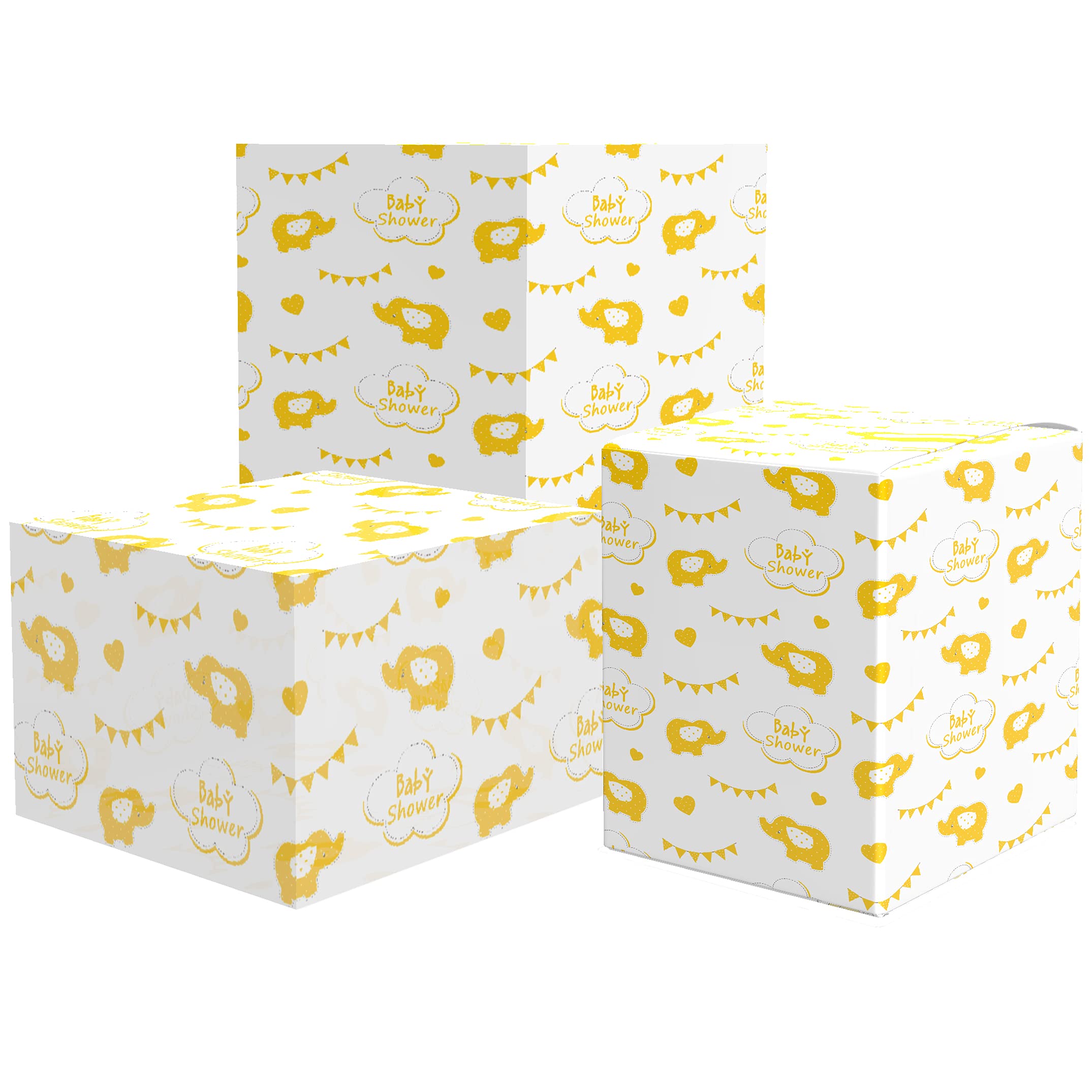Yellow Elephant New Baby Gift Wrapping Paper for presents or Baby Shower Wrapping paper 6 Sheets & 10 Gift Tags Yellow Baby Gift wrap