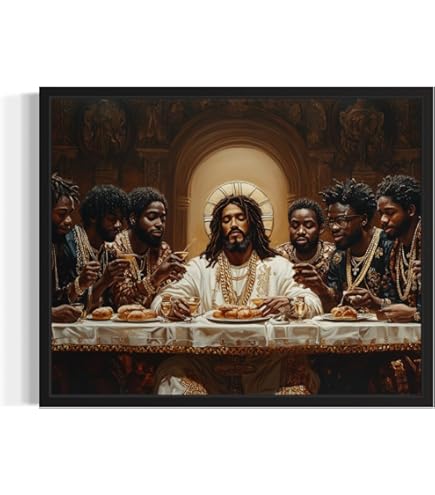 FIO African American JESUS Last Supper Poster Decorative Painting Canvas Wall Art Living Room Posters Bedroom Painting 16x24inch(40x60cm