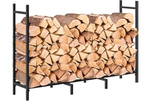 NANANARDOSO 4ft Firewood Rack Outdoor Fire wood Holder for Fireplace Wood Storage, Bottom Widening, Heavy Duty Fire Log Stacker Stand for Indoor Fireplace Metal Lumber Storage Carrier Organizer