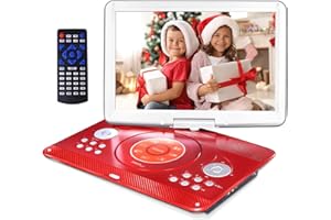 16.9" Portable DVD Player with 6 Hrs 5000mAH Rechargeable Battery, Car DVD Player Portable with 14.1" Large Swivel Screen, Sy