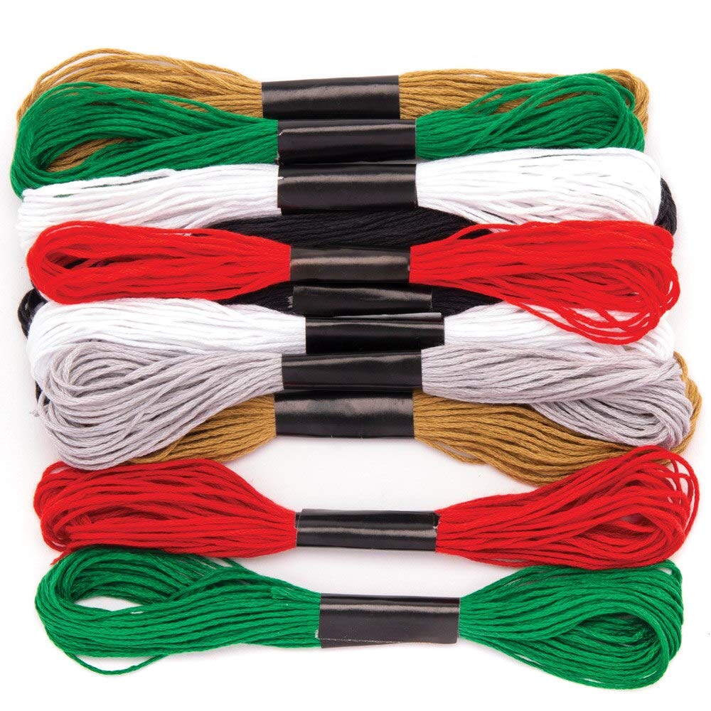 Baker Ross Christmas Embroidery Thread Value Pack, Festive Arts and Crafts (Pack of 12)