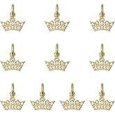 LEGENTLISUR 5-10Pcs Charms for Jewelry Making Gold Plated Charms Brass Crystal Pendants with Jump Rings for Necklace Earring Bracelet Jewelry Making