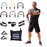 Bodylastics Resistance Bands Set with Patented Anti-Snap Elastics, Patented Clips, Upgraded Handles, Door Anchor, Legs, Wrist