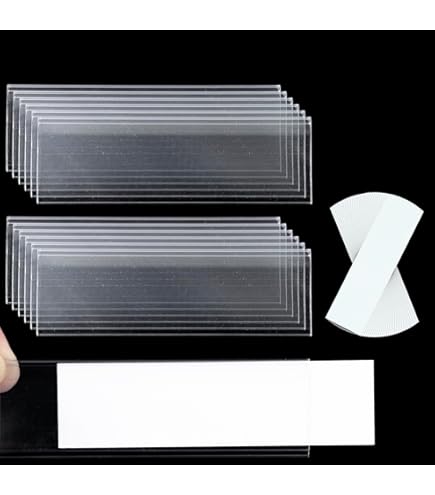 Label Holders Adhesive Shelf Tag 1.2 X 4.3 Inch Clear Shelf Tag Index Card Pockets Plastic Drawers File Cabinet Storage Bins Label Holder For Supermarket Bookshelf Mailbox Business Kitchen (100 Pack - View #10