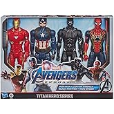 Marvel Avengers Endgame Titan Hero Series 12" Action Figures Captain America, Iron Spider, Black Panther, and Iron Man (4 Action Figures)