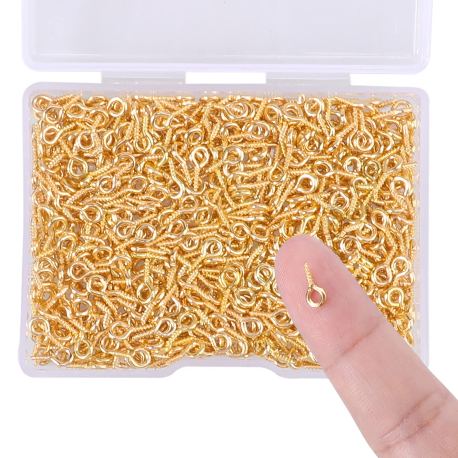 600Pcs Golden Screw Eye Pins Hooks, 4x8mm Eyelets Screw Threaded Mini Metal Hoop Peg Eye pins Hooks for Jewelry Making Findings DIY Crafts Resin Crafts, Cork Top Bottles