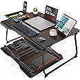 Laptop Desk for Bed, SAIJI XX-Large Foldable Bed Tray Table for Eating Breakfast, Writing, Working, Gaming, Drawing with Storage Drawer, Handrest Bookstand, Tablet Stand, Phone Stand(Black Cherry)