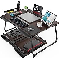 Laptop Desk for Bed, SAIJI XX-Large Foldable Bed Tray Table for Eating Breakfast, Writing, Working, Gaming, Drawing with Stor