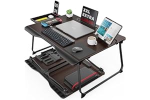 Laptop Desk for Bed, SAIJI XX-Large Foldable Bed Tray Table for Eating Breakfast, Writing, Working, Gaming, Drawing with Stor