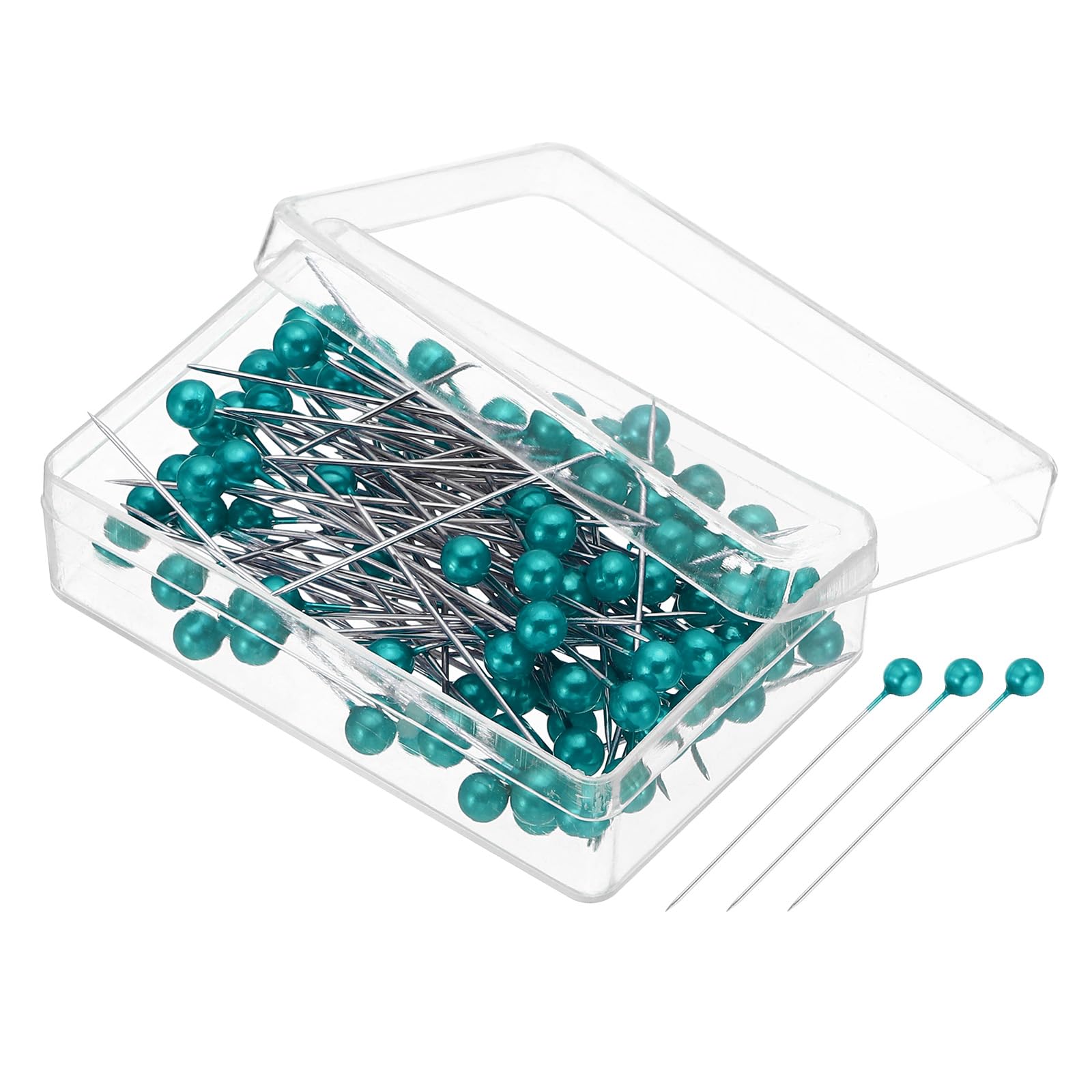 PATIKIL Sewing Pins, 600 Pcs 1.5 Inch Straight Pin with Plastic Pearlized Ball Head for Fabric, Decorative, Jewelry DIY, Craft and Sewing Project, Peacock Blue