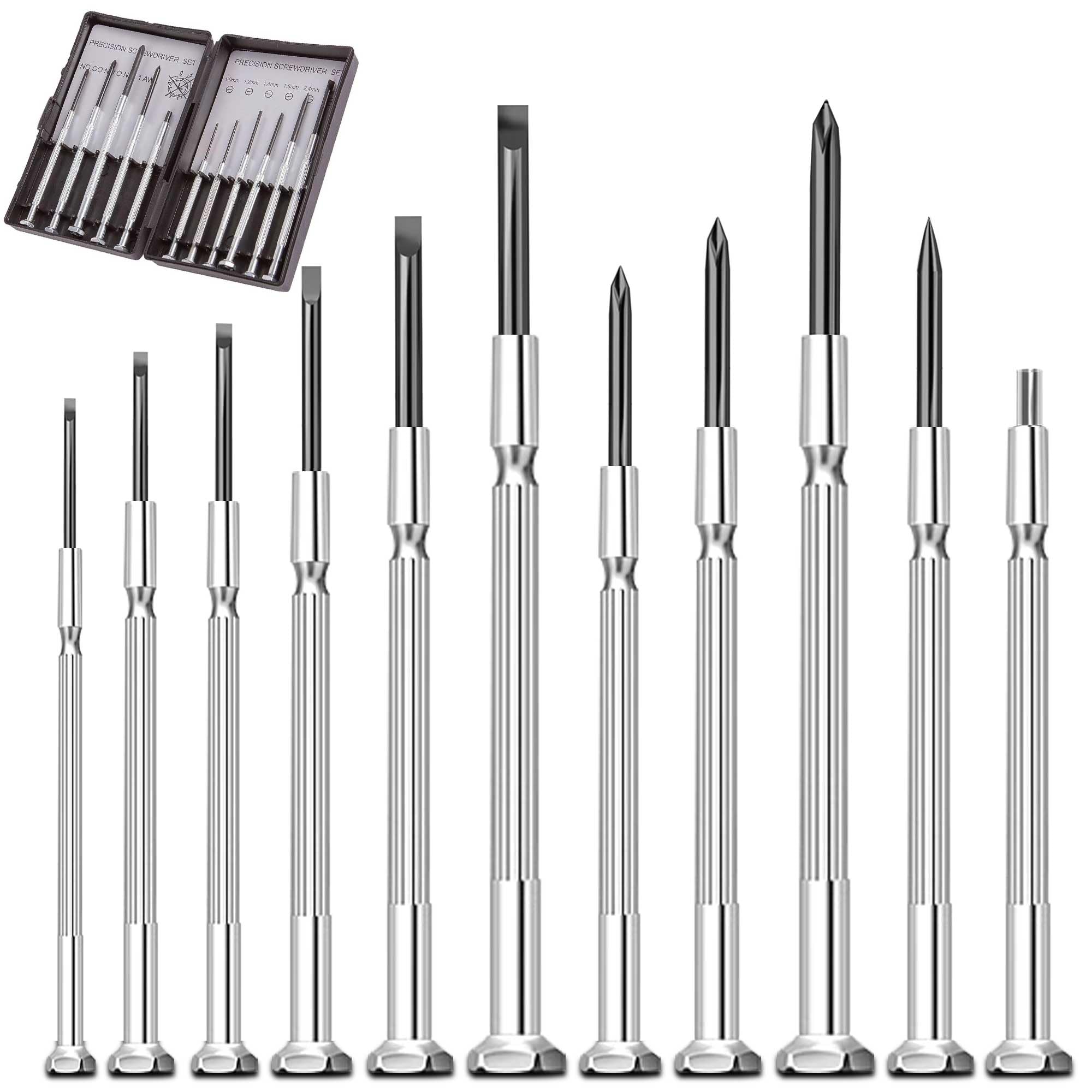 Viganoc 11 Pieces Precision Screwdriver Set, Mini Flathead and Phillips, for Watches, Laptop, Phone, Toy Repair