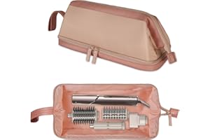 SITHON Travel Case Compatible with Airwrap/Shark FlexStyle SpeedStyle, Water Resistant Double Layer Storage Carrying Organizer Bag w/Widely Opening for Dyson Supersonic (Bag Only) (Rose Gold)