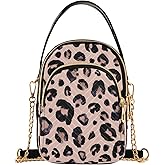 senya Pink Black Leopard Crossbody Handbags for Women Casual Leather Shoulder Phone Purse