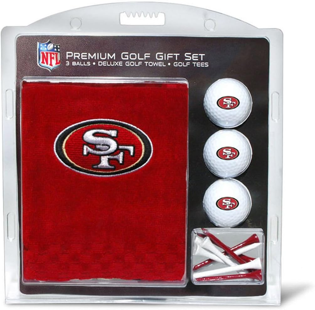 Team Golf NFL San Francisco 49ers Gift Set Embroidered Golf Towel, 3 Golf Balls, and 14 Golf Tees 2-3/4" Regulation, Tri-Fold Towel 16" x 22" & 100% Cotton : Sports & Outdoors