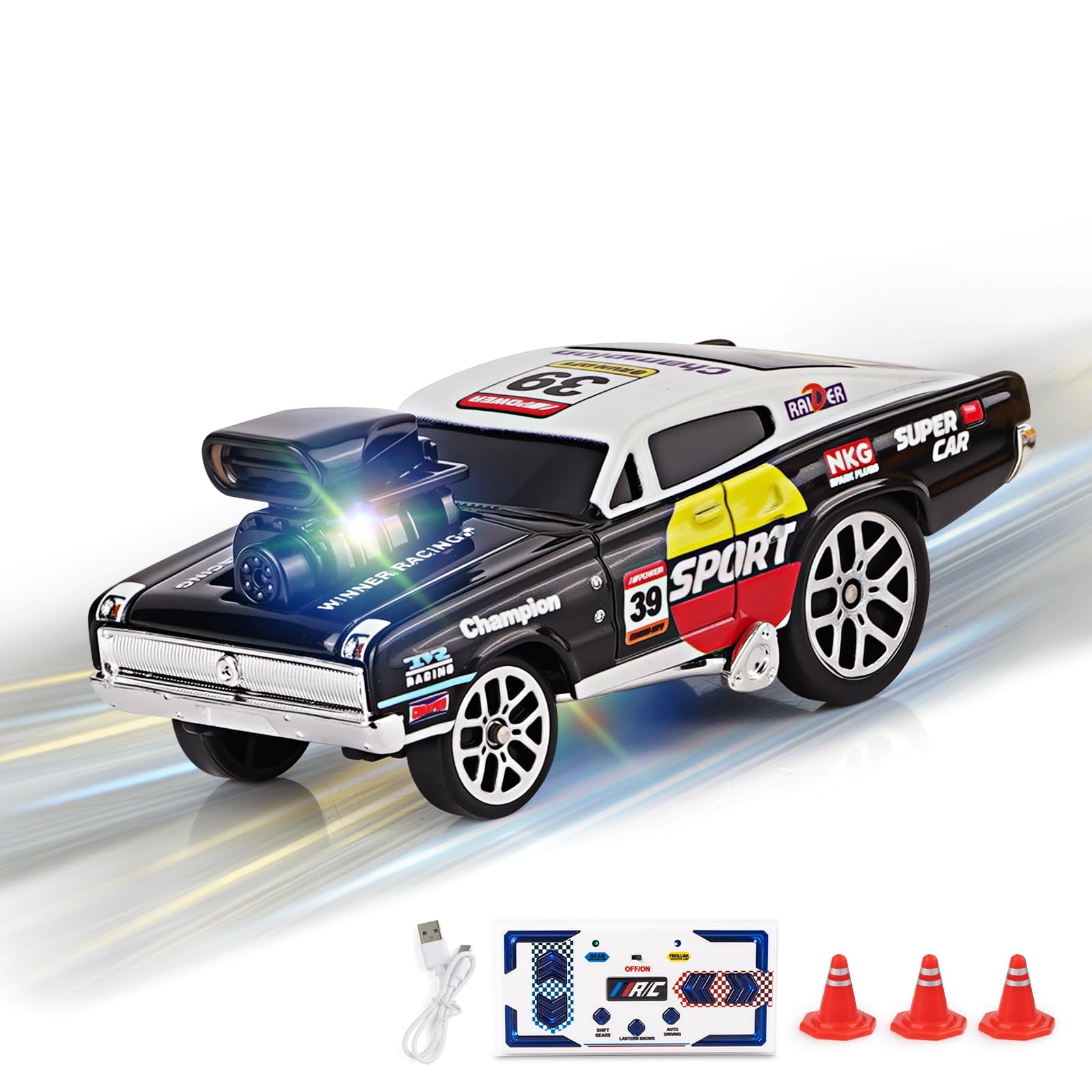 funnykid Mini Drift RC Cars – Remote Control Cars Gift Set Toys for 3 4 5 6 7 8 9 10 Year Old Boys, Alloy Body, 3 Speed, 30m Range, 30 Min Playtime, USB Type-C, 1:64 Scale, Build Your Racing Team — image 1