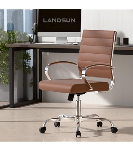 Amazon.com: CHAIR OFFICE LAND 椅子 LANDSUN PU Chair Desk Back Mid Chair Office Home 椅子