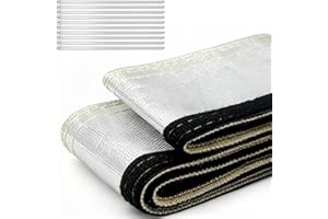 AggSound Heat Shield Wrap 1"ID*10FT - Heat Wire Sleeve, Heat Cable, Exhaust Pipe Insulation, RV Hose Insulation & Fuel Line, Aluminized Shroud Sleeving with Hook & Loop and 10PCS Stainless Steel