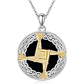 URONE St Brigids Cross Necklace 925 Sterling Silver Saint Brigid Cross Pendant Celtic Irish Jewelry For Women