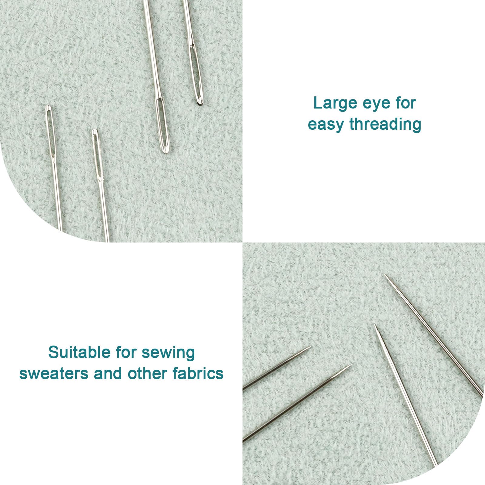 FIVEIZERO 80/40 PCS Large Eye Sewing Needles, 7 Sizes Sewing Sharp Needles, Leather Needle Embroidery Thread Needle, Stainless Steel Yarn Knitting Needles with Threaders for Handsewing Art Crafts